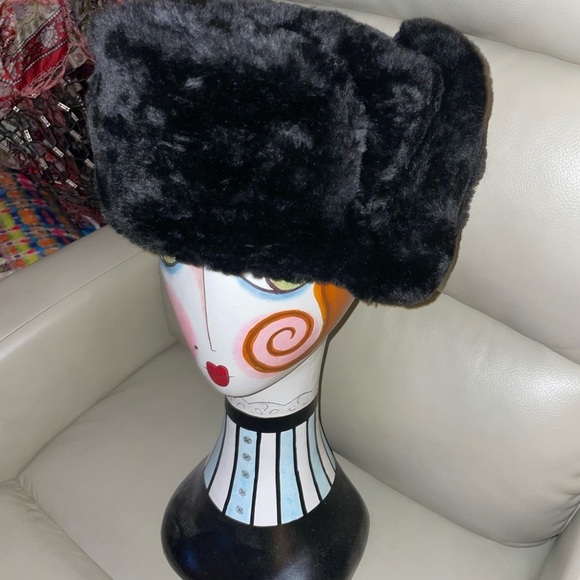 unbranded Other - Hunting Hat Trapper Russian Ushanka  Aviator  Size 7 Faux Fur Vintage Black​​​​